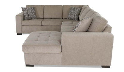 Made in Canada Legend 3-Piece Right-Facing Chenille Fabric Sleeper Sectional with Storage Chaise - Platinum Beige | Canapé-lit sectionnel de droite Legend 3 pièces fabriqué au Canada en tissu de chenille avec chaise longue de rangement - beige platine