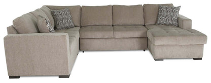 Made in Canada Legend 4-Piece Right-Facing Chenille Fabric Sleeper Sectional with Storage Chaise - Platinum Beige | Canapé-lit sectionnel de droite Legend 4 pièces fabriqué au Canada en tissu de chenille avec chaise longue de rangement - beige platine