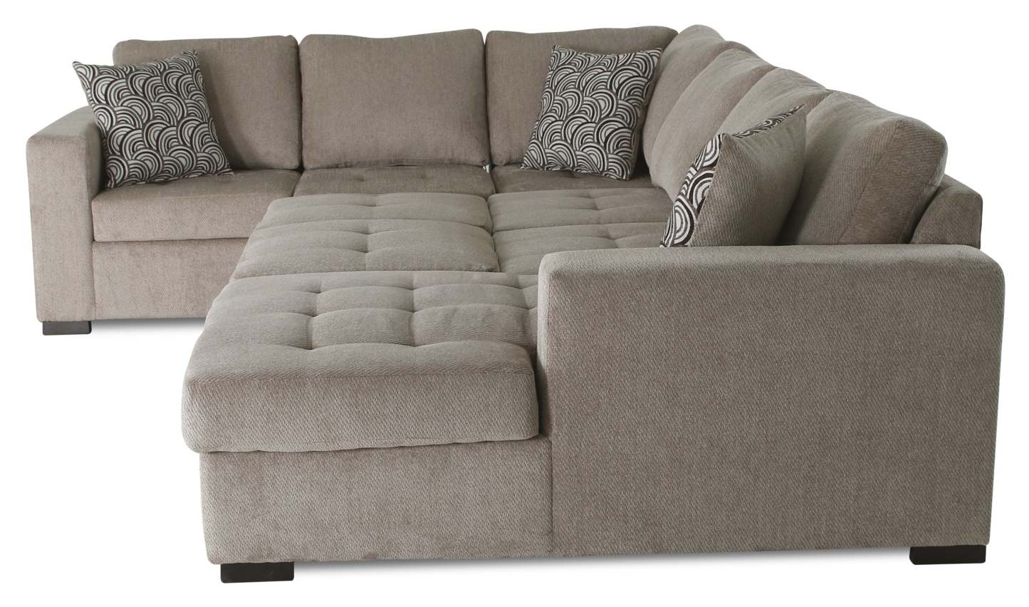 Made in Canada Legend 4-Piece Right-Facing Chenille Fabric Sleeper Sectional with Storage Chaise - Platinum Beige | Canapé-lit sectionnel de droite Legend 4 pièces fabriqué au Canada en tissu de chenille avec chaise longue de rangement - beige platine