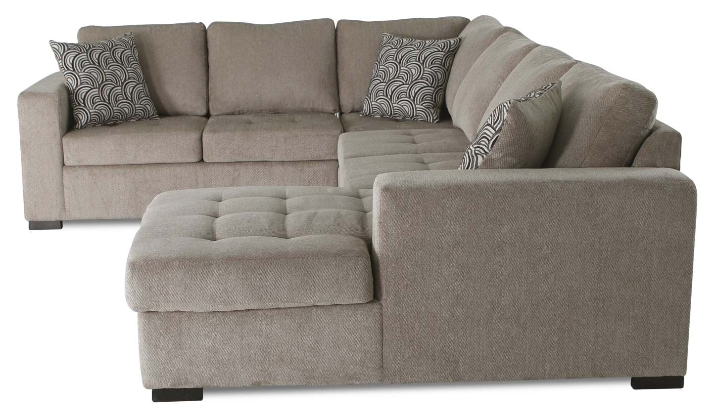 Made in Canada Legend 4-Piece Right-Facing Chenille Fabric Sleeper Sectional with Storage Chaise - Platinum Beige | Canapé-lit sectionnel de droite Legend 4 pièces fabriqué au Canada en tissu de chenille avec chaise longue de rangement - beige platine