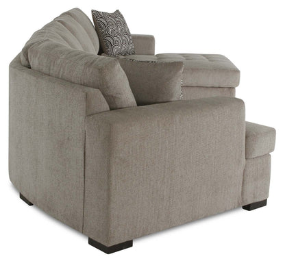 Fabriqué au Canada, canapé-lit sectionnel enveloppant Legend 3 pièces en tissu de chenille avec chaise longue - beige platine