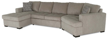 Fabriqué au Canada Legend 3 pièces sectionnel avec lit-couché en tissu de chenille à droite avec chaise longue - beige platine