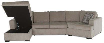 Fabriqué au Canada Legend 3 pièces sectionnel avec lit-couché en tissu de chenille à droite avec chaise longue - beige platine