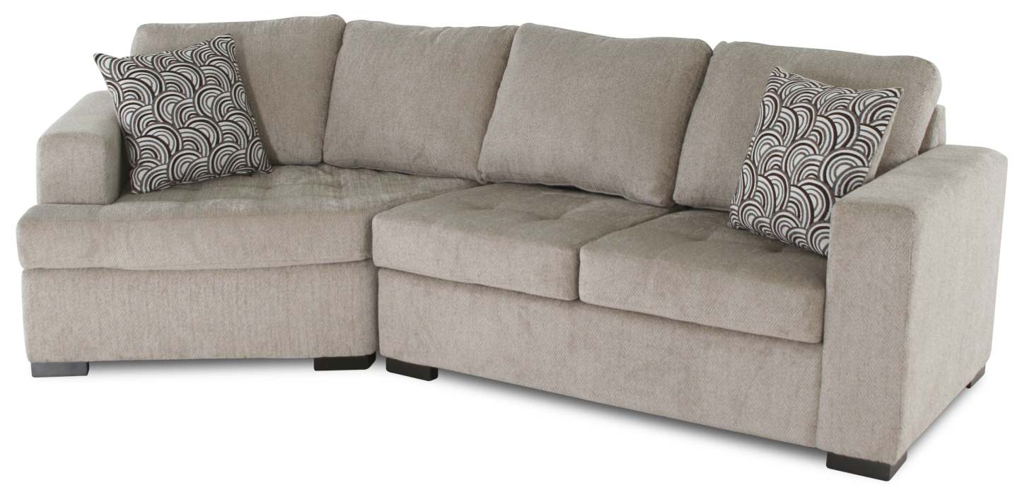 Made in Canada Legend 2-Piece Left-Facing Chenille Fabric Cuddler Sectional - Platinum Beige | Canapé sectionnel gauche Legend 2 pièces fabriqué au Canada en tissu de chenille avec fauteuil enveloppant - beige platine