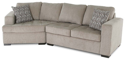 Made in Canada Legend 2-Piece Left-Facing Chenille Fabric Cuddler Sectional - Platinum Beige | Canapé sectionnel gauche Legend 2 pièces fabriqué au Canada en tissu de chenille avec fauteuil enveloppant - beige platine