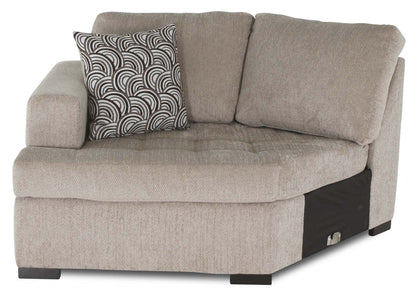 Made in Canada Legend 2-Piece Left-Facing Chenille Fabric Cuddler Sectional - Platinum Beige | Canapé sectionnel gauche Legend 2 pièces fabriqué au Canada en tissu de chenille avec fauteuil enveloppant - beige platine