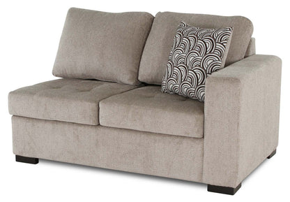 Made in Canada Legend 2-Piece Left-Facing Chenille Fabric Cuddler Sectional - Platinum Beige | Canapé sectionnel gauche Legend 2 pièces fabriqué au Canada en tissu de chenille avec fauteuil enveloppant - beige platine