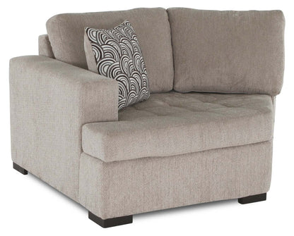 Made in Canada Legend 2-Piece Left-Facing Chenille Fabric Cuddler Sectional - Platinum Beige | Canapé sectionnel gauche Legend 2 pièces fabriqué au Canada en tissu de chenille avec fauteuil enveloppant - beige platine