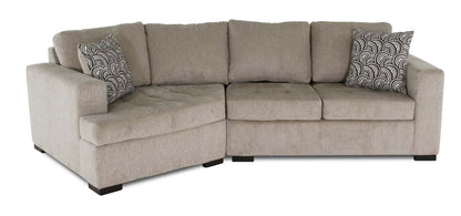 Made in Canada Legend 2-Piece Left-Facing Chenille Fabric Cuddler Sectional - Platinum Beige | Canapé sectionnel gauche Legend 2 pièces fabriqué au Canada en tissu de chenille avec fauteuil enveloppant - beige platine