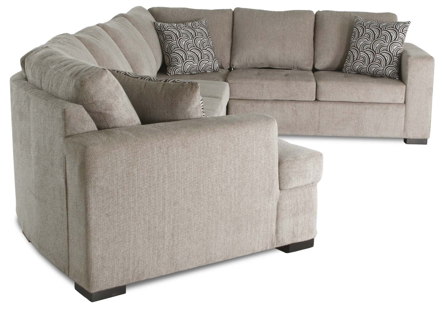 Fabriqué au Canada Canapé-lit sectionnel câlin Legend 3 pièces orienté vers la gauche en tissu chenille - Beige platine | Canapé-lit sectionnel de gauche Legend 3 pièces fabriqué au Canada en tissu chenille - beige platine