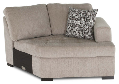 Made in Canada Legend 2-Piece Right-Facing Chenille Fabric Cuddler Sectional - Platinum Beige | Canapé sectionnel droit Legend 2 pièces fabriqué au Canada en tissu de chenille avec fauteuil enveloppant - beige platine