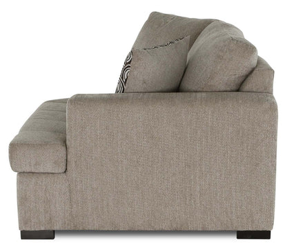 Made in Canada Legend 2-Piece Right-Facing Chenille Fabric Cuddler Sectional - Platinum Beige | Canapé sectionnel droit Legend 2 pièces fabriqué au Canada en tissu de chenille avec fauteuil enveloppant - beige platine