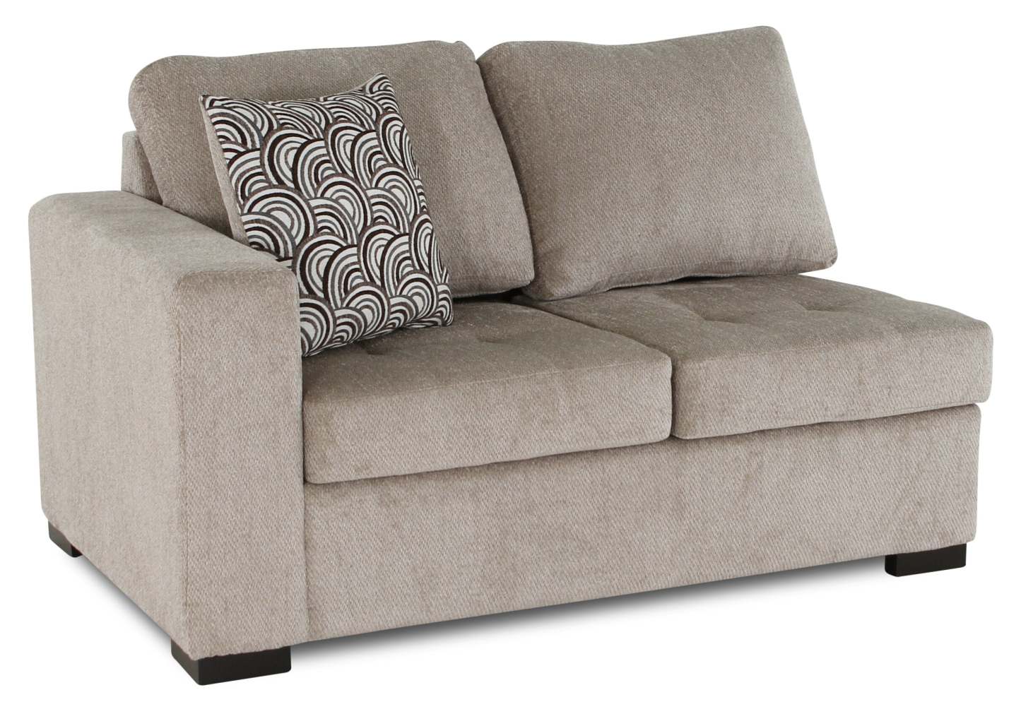Made in Canada Legend 2-Piece Right-Facing Chenille Fabric Cuddler Sectional - Platinum Beige | Canapé sectionnel droit Legend 2 pièces fabriqué au Canada en tissu de chenille avec fauteuil enveloppant - beige platine