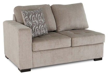 Made in Canada Legend 2-Piece Right-Facing Chenille Fabric Cuddler Sectional - Platinum Beige | Canapé sectionnel droit Legend 2 pièces fabriqué au Canada en tissu de chenille avec fauteuil enveloppant - beige platine