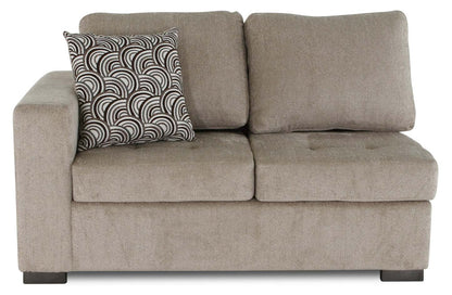 Made in Canada Legend 2-Piece Right-Facing Chenille Fabric Cuddler Sectional - Platinum Beige | Canapé sectionnel droit Legend 2 pièces fabriqué au Canada en tissu de chenille avec fauteuil enveloppant - beige platine