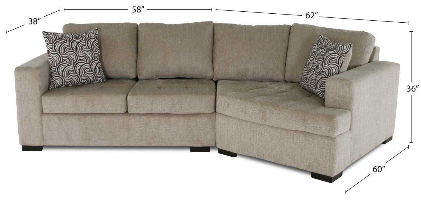 Made in Canada Legend 2-Piece Right-Facing Chenille Fabric Cuddler Sectional - Platinum Beige | Canapé sectionnel droit Legend 2 pièces fabriqué au Canada en tissu de chenille avec fauteuil enveloppant - beige platine