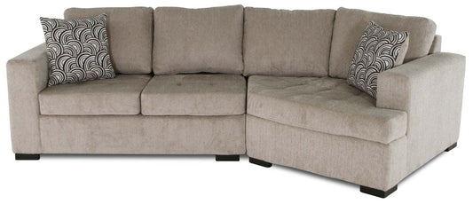 Made in Canada Legend 2-Piece Right-Facing Chenille Fabric Cuddler Sectional - Platinum Beige | Canapé sectionnel droit Legend 2 pièces fabriqué au Canada en tissu de chenille avec fauteuil enveloppant - beige platine