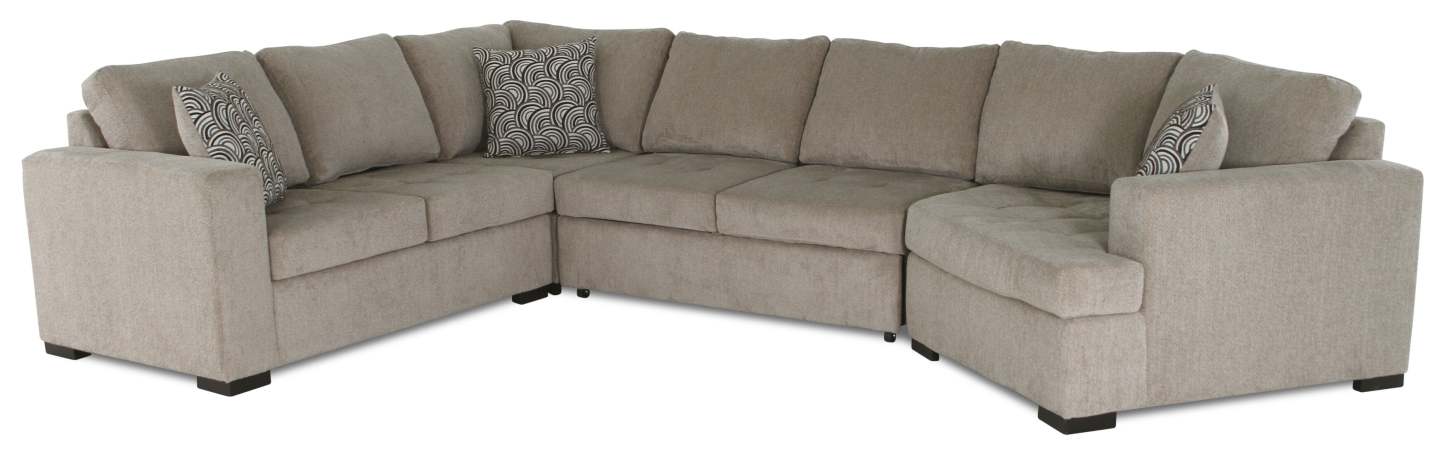 Fabriqué au Canada, sectionnel lit-couché Legend 4 pièces à droite en tissu de chenille - beige platine