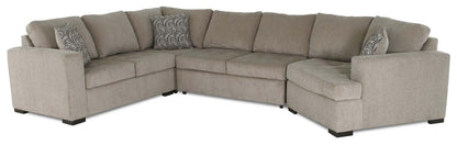 Fabriqué au Canada, sectionnel lit-couché Legend 4 pièces à droite en tissu de chenille - beige platine