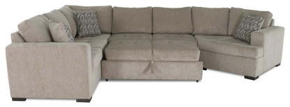Fabriqué au Canada, sectionnel lit-couché Legend 4 pièces à droite en tissu de chenille - beige platine