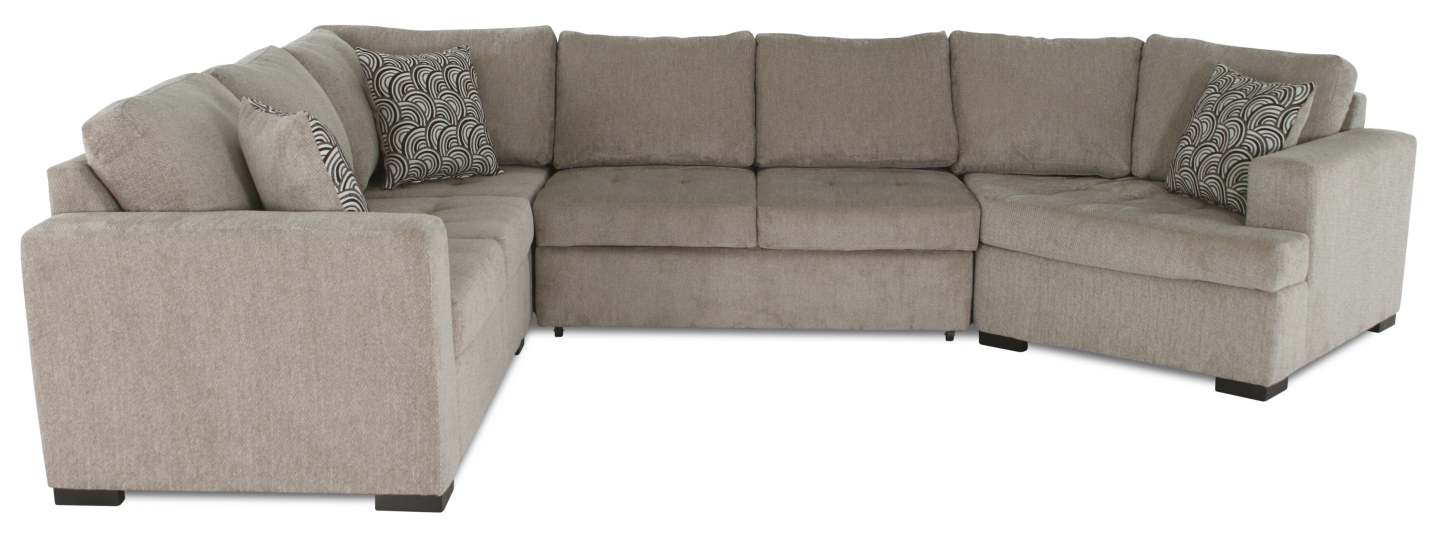 Fabriqué au Canada, sectionnel lit-couché Legend 4 pièces à droite en tissu de chenille - beige platine