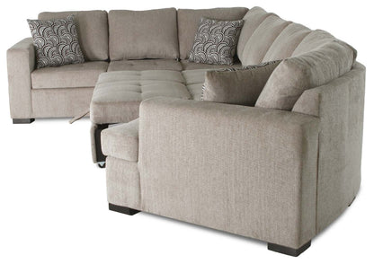 Fabriqué au Canada, sectionnel lit-couché Legend 4 pièces à droite en tissu de chenille - beige platine