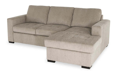 Made in Canada Legend 2-Piece Right-Facing Chenille Fabric Sleeper Sectional with Storage Chaise - Platinum Beige | Canapé-lit sectionnel de droite Legend 2 pièces fabriqué au Canada en tissu de chenille avec chaise longue de rangement - beige platine