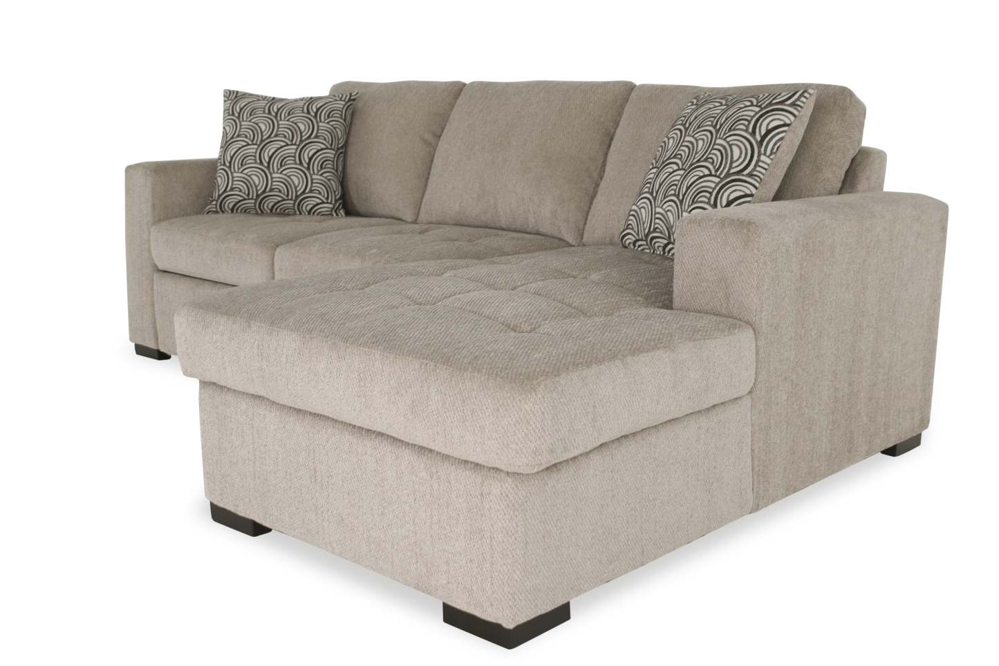 Made in Canada Legend 2-Piece Right-Facing Chenille Fabric Sleeper Sectional with Storage Chaise - Platinum Beige | Canapé-lit sectionnel de droite Legend 2 pièces fabriqué au Canada en tissu de chenille avec chaise longue de rangement - beige platine