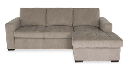 Made in Canada Legend 2-Piece Right-Facing Chenille Fabric Sleeper Sectional with Storage Chaise - Platinum Beige | Canapé-lit sectionnel de droite Legend 2 pièces fabriqué au Canada en tissu de chenille avec chaise longue de rangement - beige platine