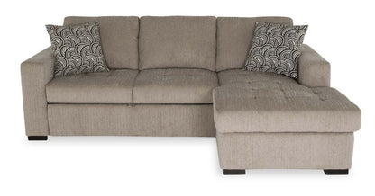 Made in Canada Legend 2-Piece Right-Facing Chenille Fabric Sleeper Sectional with Storage Chaise - Platinum Beige | Canapé-lit sectionnel de droite Legend 2 pièces fabriqué au Canada en tissu de chenille avec chaise longue de rangement - beige platine