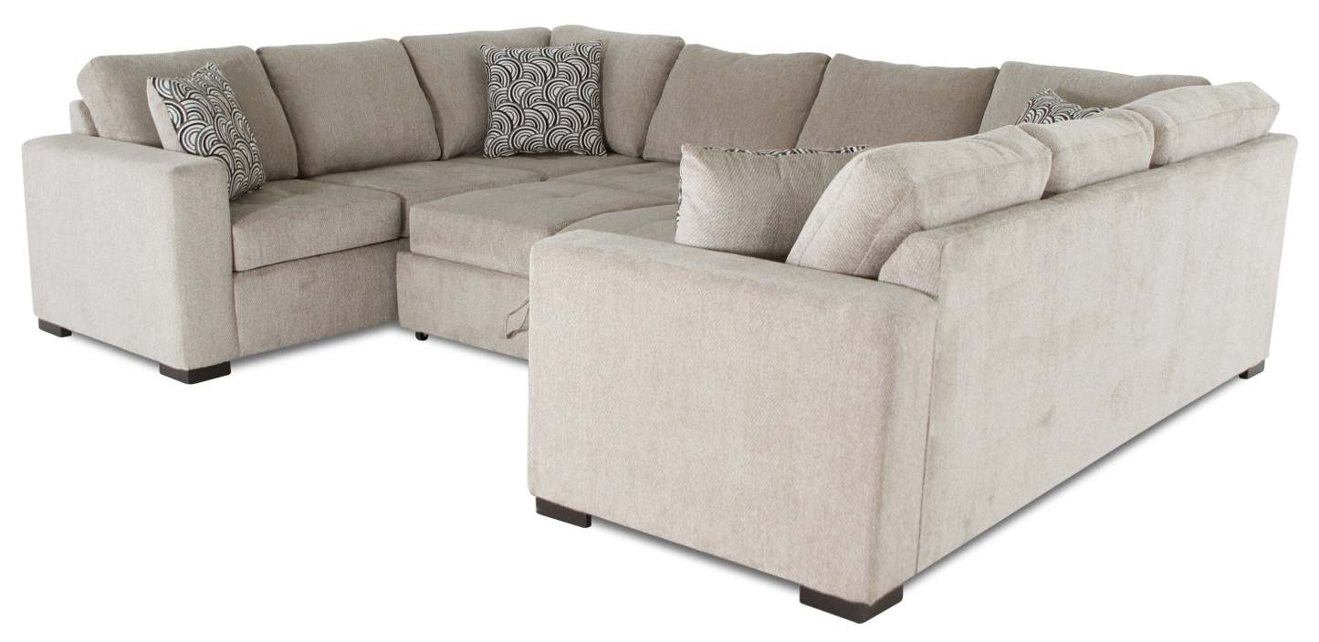 Fabriqué au Canada Canapé-lit sectionnel Legend 3 pièces en tissu chenille - Beige platine | Canapé-lit sectionnel Legend 3 pièces fabriqué au Canada en tissu de chenille - beige platine
