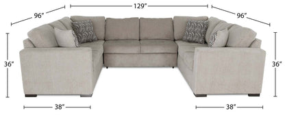 Fabriqué au Canada Canapé-lit sectionnel Legend 3 pièces en tissu chenille - Beige platine | Canapé-lit sectionnel Legend 3 pièces fabriqué au Canada en tissu de chenille - beige platine