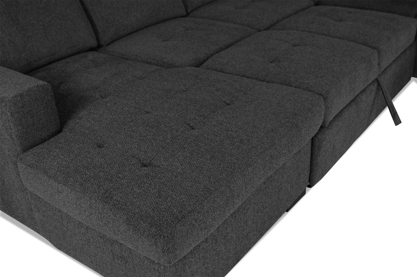 Made in Canada Legend 3-Piece Left-Facing Chenille Fabric Sleeper Sectional with Storage Chaise - Pepper Grey | Canapé-lit sectionnel de gauche Legend 3 pièces fabriqué au Canada en tissu de chenille avec chaise longue de rangement - gris poivre