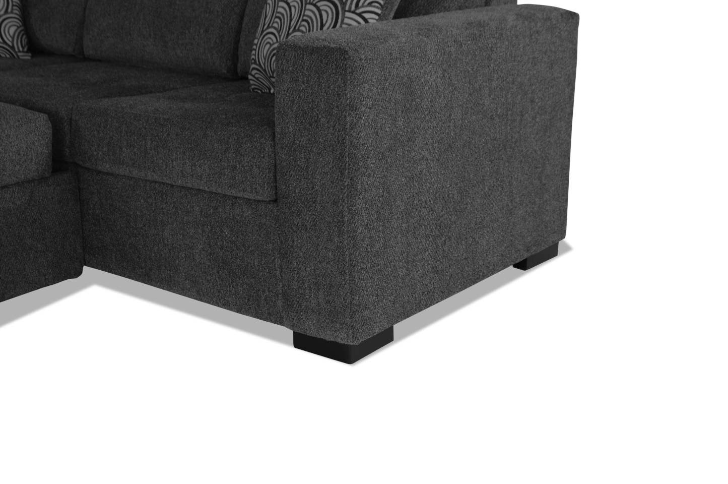 Made in Canada Legend 3-Piece Left-Facing Chenille Fabric Sleeper Sectional with Storage Chaise - Pepper Grey | Canapé-lit sectionnel de gauche Legend 3 pièces fabriqué au Canada en tissu de chenille avec chaise longue de rangement - gris poivre