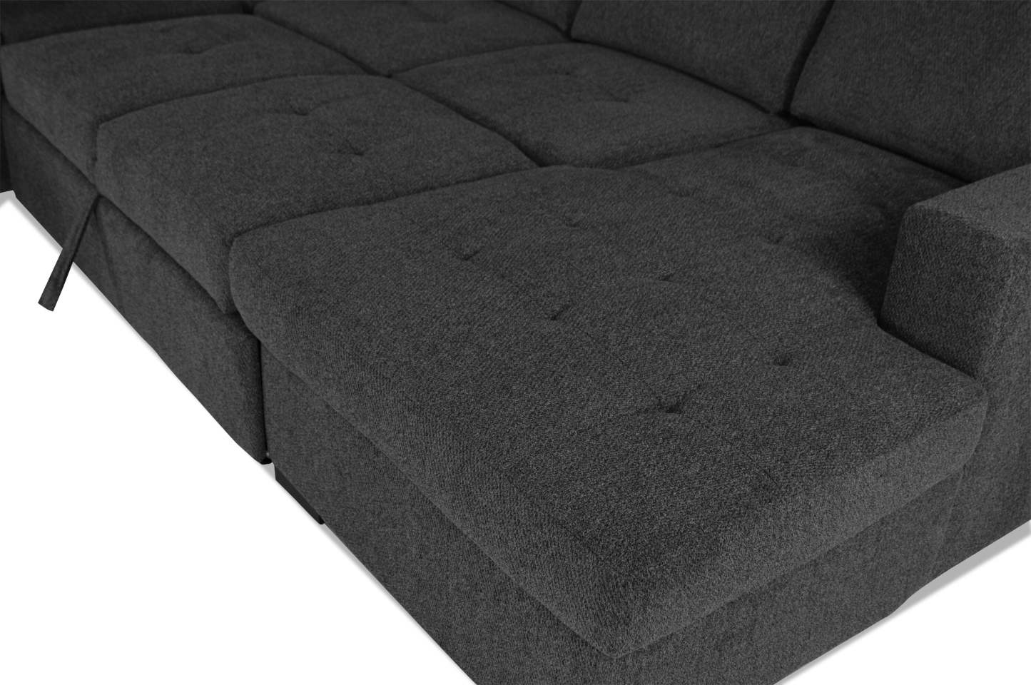 Made in Canada Legend 3-Piece Right-Facing Chenille Fabric Sleeper Sectional with Storage Chaise - Pepper Grey | Canapé-lit sectionnel de droite Legend 3 pièces fabriqué au Canada en tissu de chenille avec chaise longue de rangement - gris poivre
