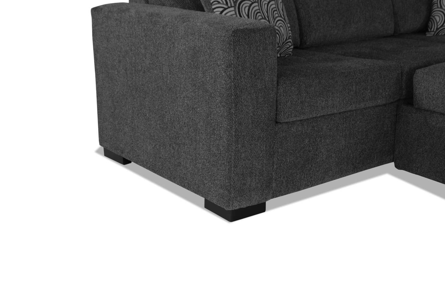 Made in Canada Legend 3-Piece Right-Facing Chenille Fabric Sleeper Sectional with Storage Chaise - Pepper Grey | Canapé-lit sectionnel de droite Legend 3 pièces fabriqué au Canada en tissu de chenille avec chaise longue de rangement - gris poivre