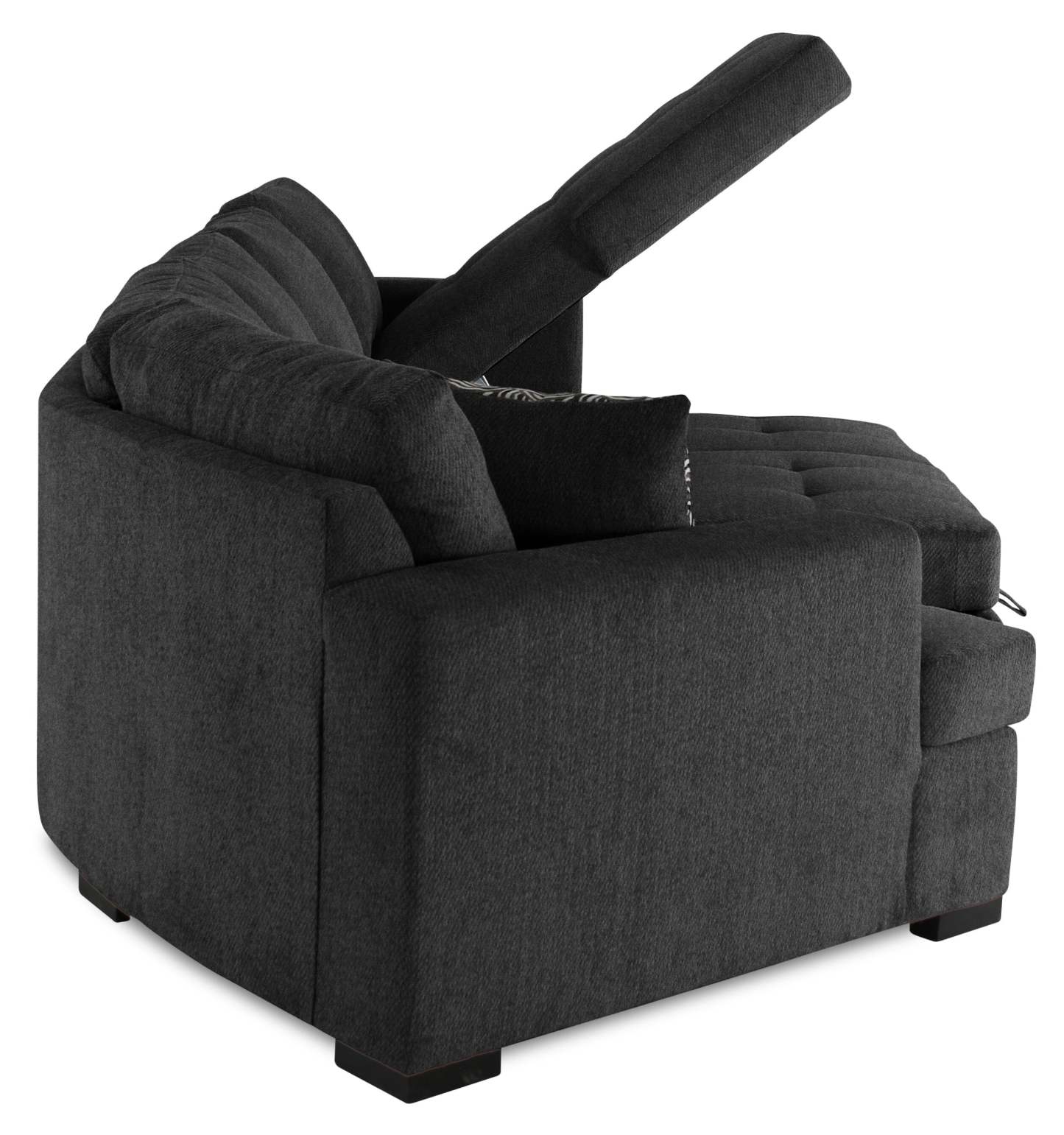 Fabriqué au Canada, canapé-lit sectionnel enveloppant Legend 3 pièces en tissu de chenille avec chaise longue - gris poivre
