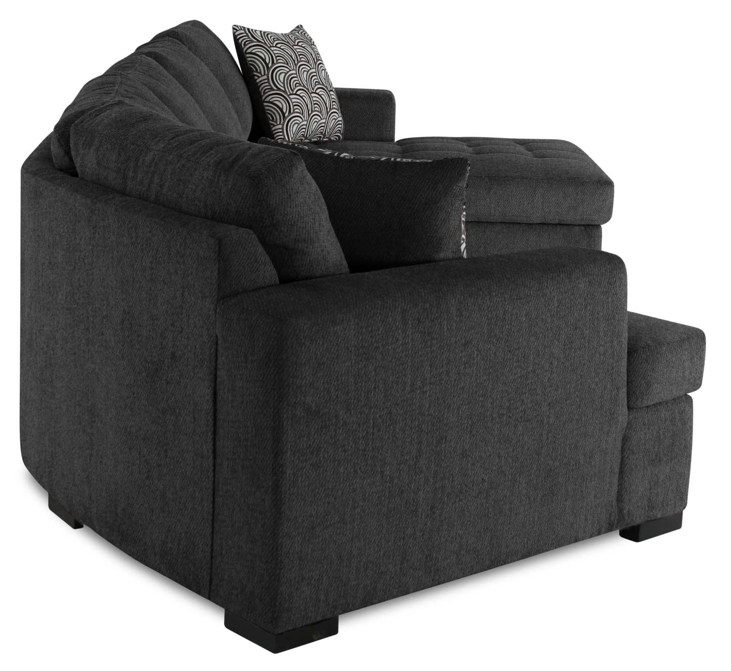 Fabriqué au Canada, canapé-lit sectionnel enveloppant Legend 3 pièces en tissu de chenille avec chaise longue - gris poivre
