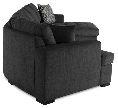 Fabriqué au Canada, canapé-lit sectionnel enveloppant Legend 3 pièces en tissu de chenille avec chaise longue - gris poivre