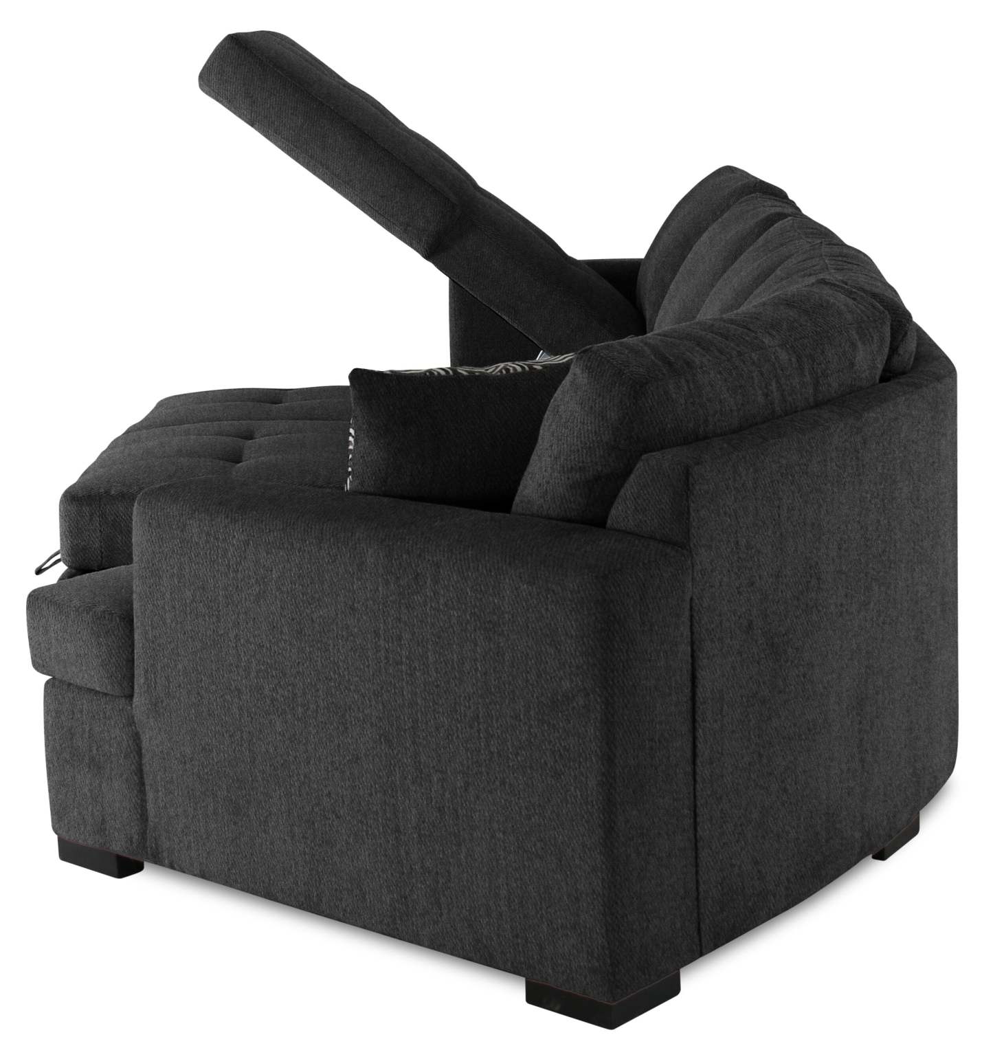 Fabriqué au Canada Legend 3 pièces sectionnel avec lit-couché en tissu de chenille à droite avec chaise longue - gris poivre