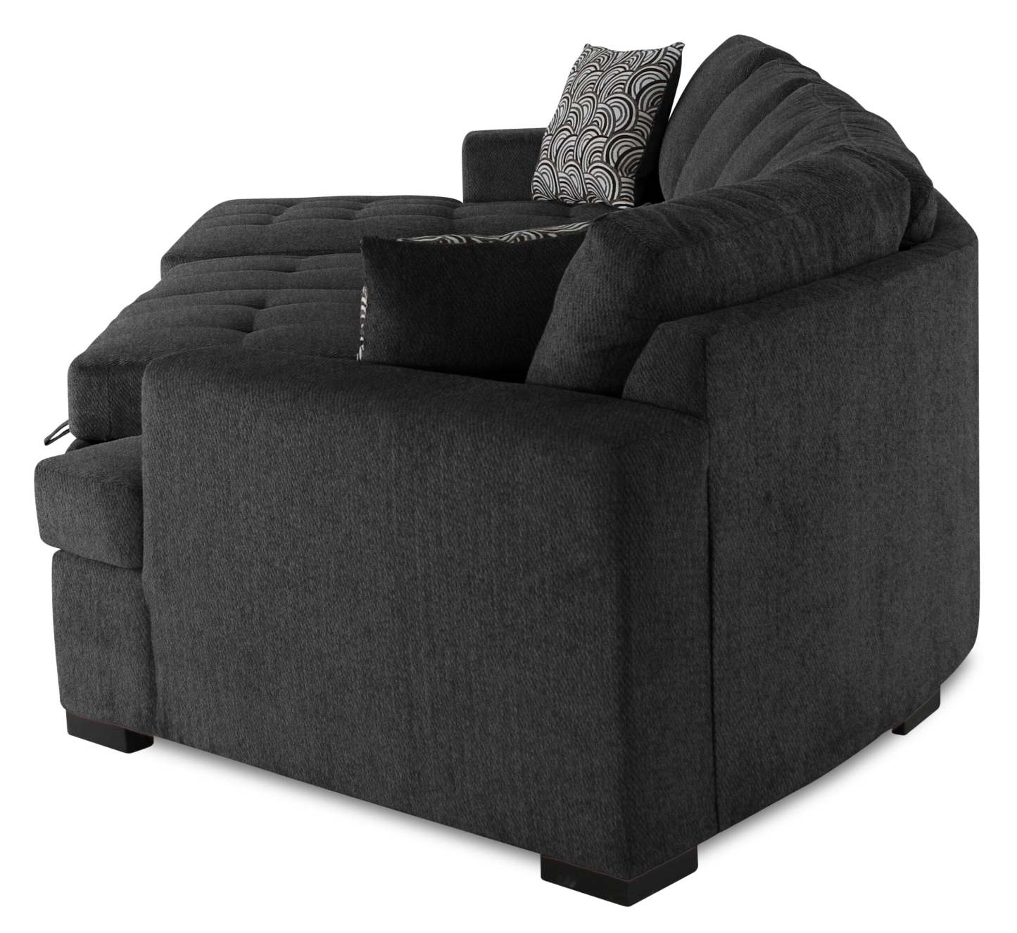 Fabriqué au Canada Legend 3 pièces sectionnel avec lit-couché en tissu de chenille à droite avec chaise longue - gris poivre