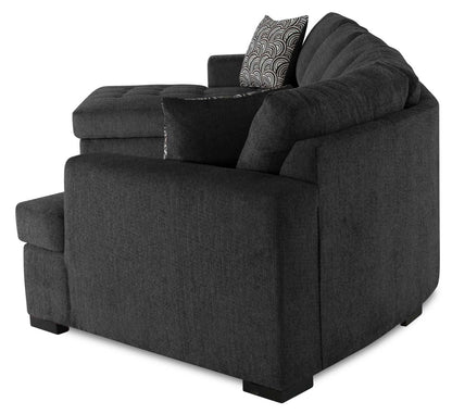 Fabriqué au Canada Legend 3 pièces sectionnel avec lit-couché en tissu de chenille à droite avec chaise longue - gris poivre