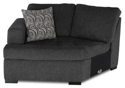 Sofa sectionnel de gauche Legend 2 pièces fabriqué au Canada en tissu de chenille avec fauteuil enveloppant - gris poivre