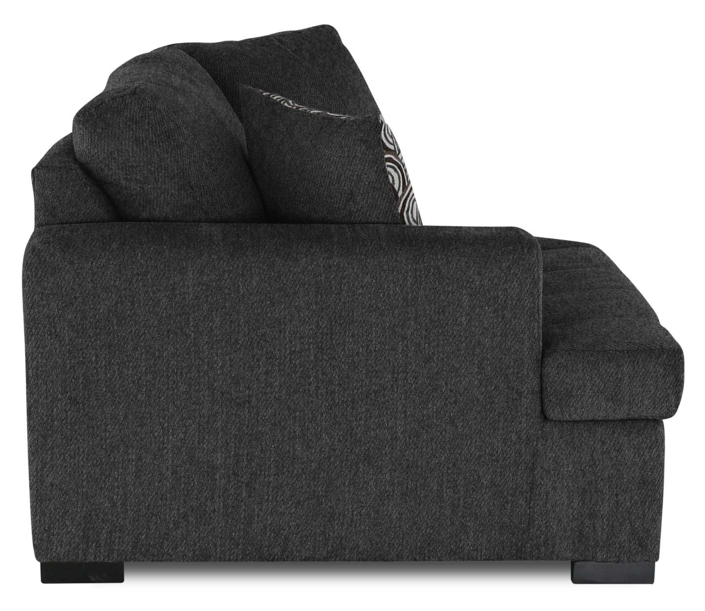 Sofa sectionnel de gauche Legend 2 pièces fabriqué au Canada en tissu de chenille avec fauteuil enveloppant - gris poivre