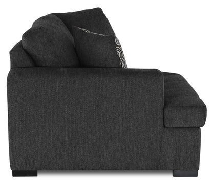 Sofa sectionnel de gauche Legend 2 pièces fabriqué au Canada en tissu de chenille avec fauteuil enveloppant - gris poivre
