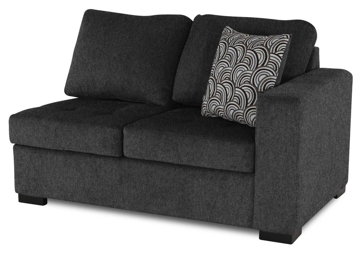 Sofa sectionnel de gauche Legend 2 pièces fabriqué au Canada en tissu de chenille avec fauteuil enveloppant - gris poivre