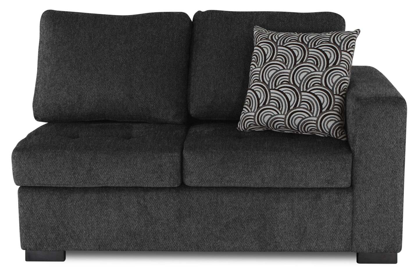 Sofa sectionnel de gauche Legend 2 pièces fabriqué au Canada en tissu de chenille avec fauteuil enveloppant - gris poivre