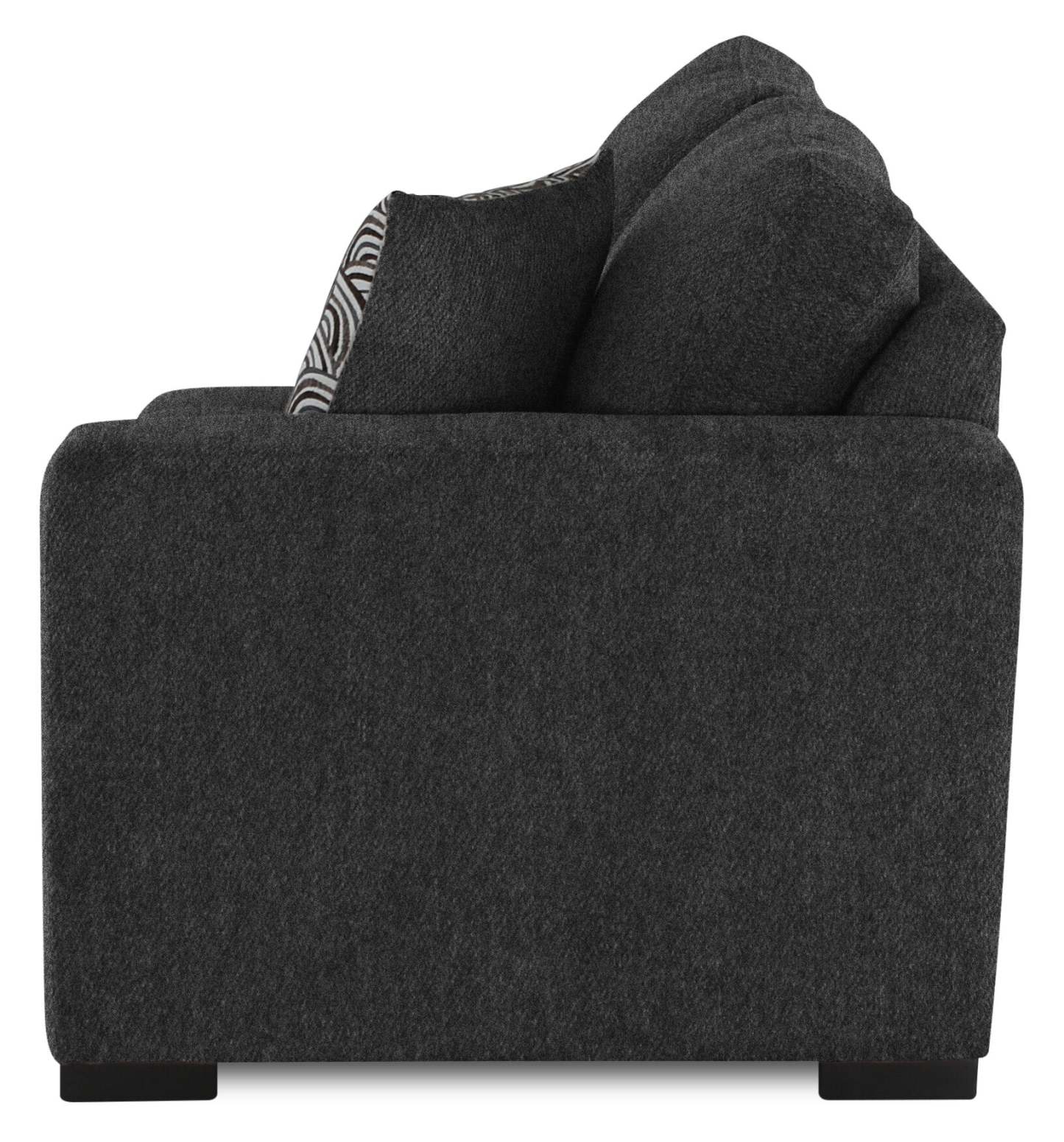 Sofa sectionnel de gauche Legend 2 pièces fabriqué au Canada en tissu de chenille avec fauteuil enveloppant - gris poivre