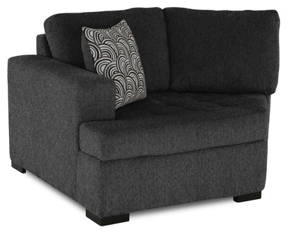 Sofa sectionnel de gauche Legend 2 pièces fabriqué au Canada en tissu de chenille avec fauteuil enveloppant - gris poivre