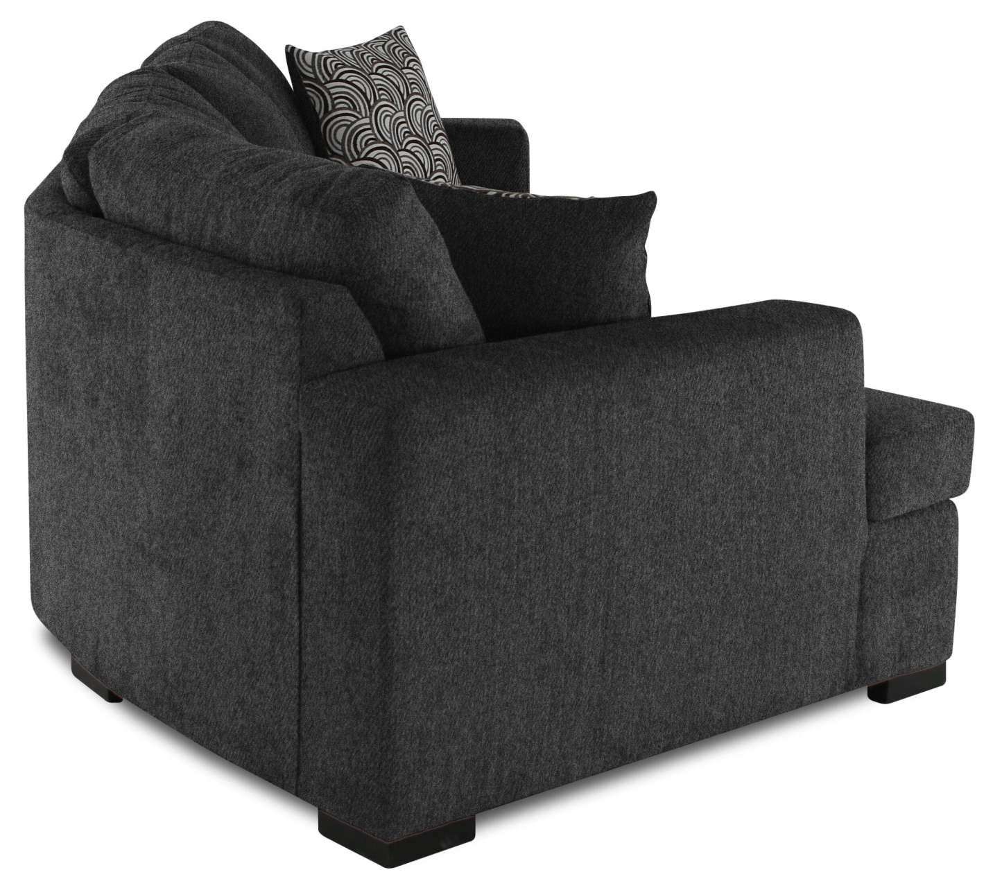 Sofa sectionnel de gauche Legend 2 pièces fabriqué au Canada en tissu de chenille avec fauteuil enveloppant - gris poivre